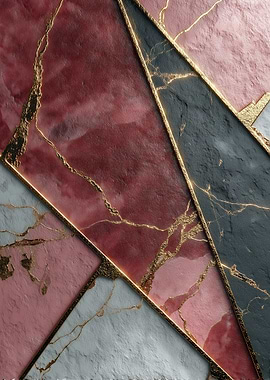 Abstract Marble Geometric Pattern with Gold