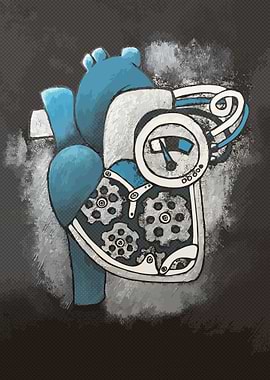 Steampunk Heart with Halftone Texture