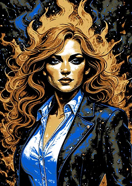 Woman in Suit with Fiery Hair