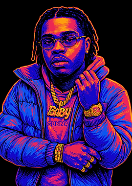Gunna portrait with vibrant colors