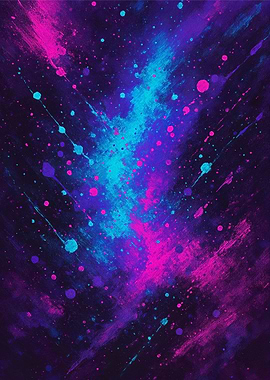 Abstract Neon Splatter Art