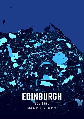 Edinburgh Midnight City Map