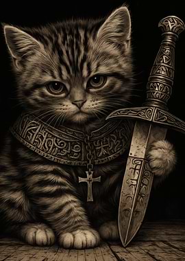 Cat Knight with Sword