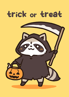 Cute Raccoon Halloween Trick or Treat