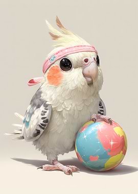 Cockatiel with Globe and Headband
