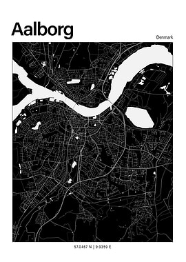 Aalborg Black and White Map