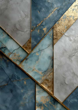Abstract Geometric Marble with Gold Accents