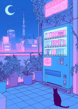 Pastel Vending Machine Cat