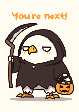 Cute Grim Reaper Cartoon Illustration