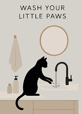 Wash Your Little Paws Cat Art