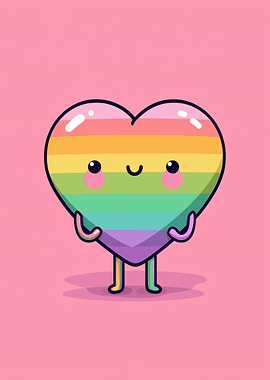 Cute Rainbow Heart Character