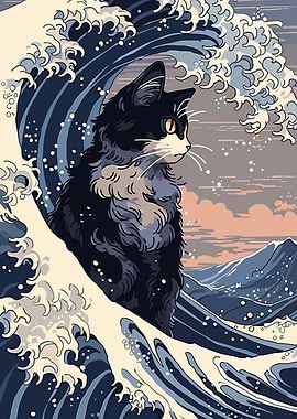 Cat in the Great Wave