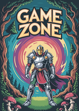 Game Zone Knight in Forest Illustration