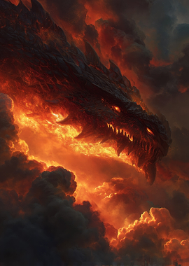 Fiery Dragon in the Clouds
