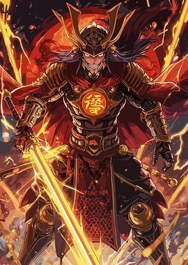 The Last Battle of the Samurai Warrior with the Glowing Sword