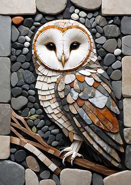 Stone Owl Mosaic Art