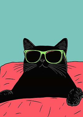 Cool Cat with Sunglasses Illustration