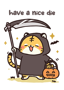 Cute Tiger Grim Reaper Halloween