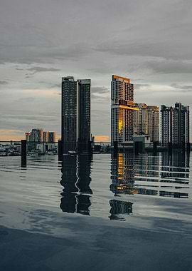 Cityscape Reflection on Water