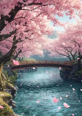 Cherry Blossoms over Water
