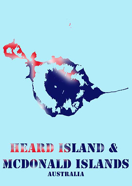 Heard Island & McDonald Islands Topographic Contour Map blending terrain features into its colorful flag