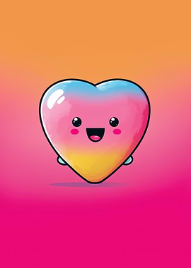 Cute Heart Character with Gradient Colors
