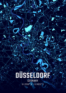 Düsseldorf Midnight City Map