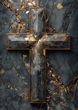 Marble Cross with Gold Veins
