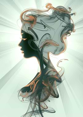 Abstract Woman Silhouette with Smoke