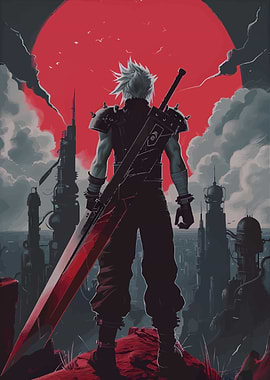 Cloud Strife overlooking Midgar