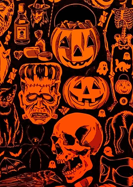 Halloween Orange and Black Pattern