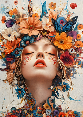 Floral Crowned Woman Portrait