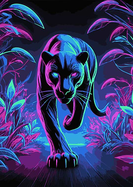 Neon Panther in Jungle