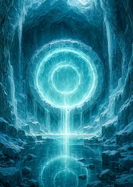 Mystical Blue Portal in Ice Cave