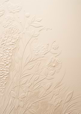 Floral Embossed Beige Background