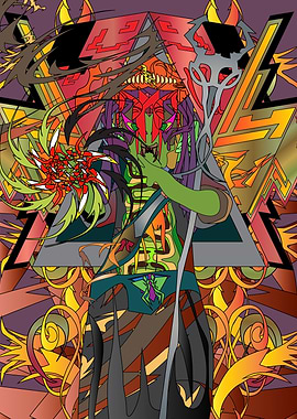 Abstract Wizard with Staff and Energy