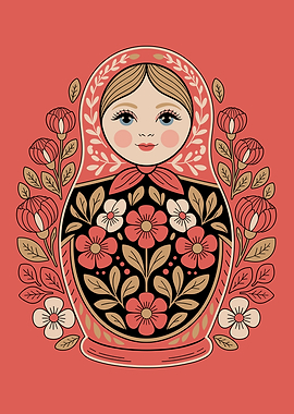 Matryoshka Doll with Floral Design