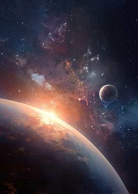 Cosmic Sunrise Over Distant Planet