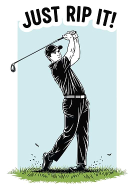 Golf Swing Illustration with Motivational Text