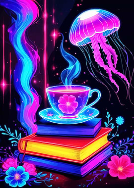 Neon Tea Cup Jellyfish