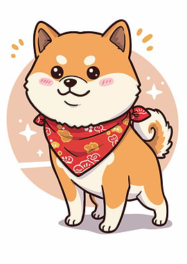Cute Shiba Inu with Bandana