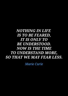 Marie Curie quote on black background