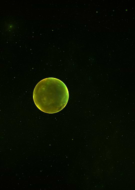 Green Planet in Starry Space