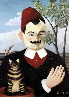 Portrait of a Man with Cat, henri rousseau painting
