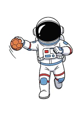 Astronaut playing handball