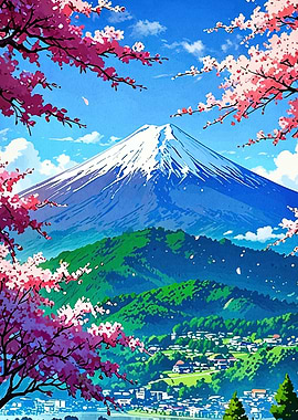 Mount Fuji with Cherry Blossoms