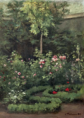 Garden with Roses by Camille Pissarro