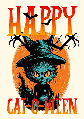 Happy Cat-O-Ween Halloween Illustration
