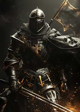 Medieval Knight in Dark Armor