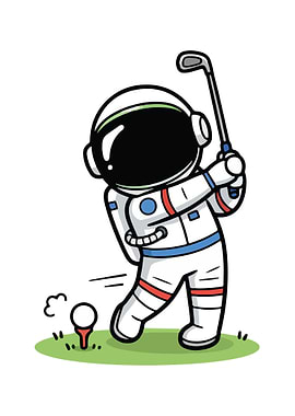 Astronaut Golfing Player